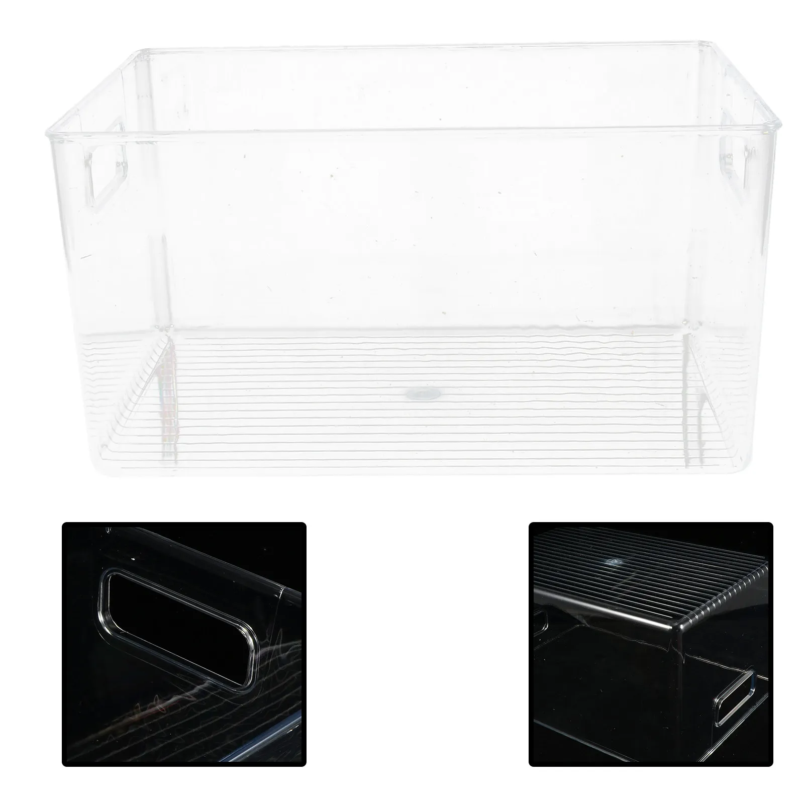 Portable Plastic Storage Basket Transparent Handle Organizer Home Decor Multi-Purpose Plastic Storage Basket