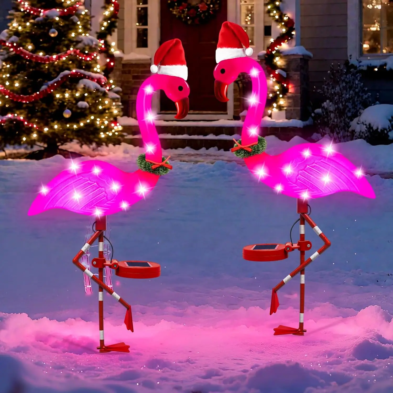 Solar Flamingo Lights 2 Pack, Waterproof Outdoor Garden Decor for Yard, Patio, Pathway - Perfect Gift for Women