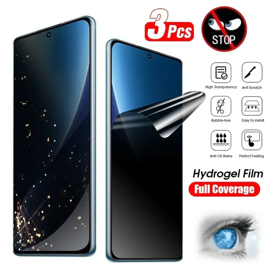 3Pcs Anti-Spy Screen Protectors For Xiaomi 15 Ultra 14T 13T 12T Pro Privacy Hydrogel Film For Xiaomi 15 14 13 Pro 13 12 11 Lite