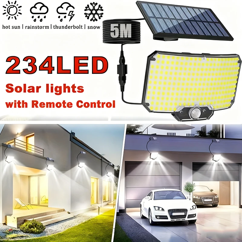 Super Bright 234 LED Solar Light, IR Sensor Street Light, Decorative Wall Light, Multiple Switch Modes with Remote Control