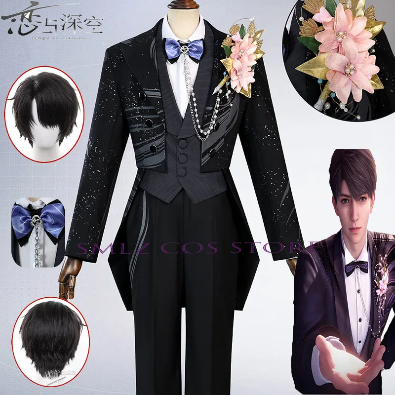 Game Love and Deep Space Cosplay Caleb Marry Black Uniform Costume Caleb 하우주 Suit Halloween Party Comic Con Outfit for Man