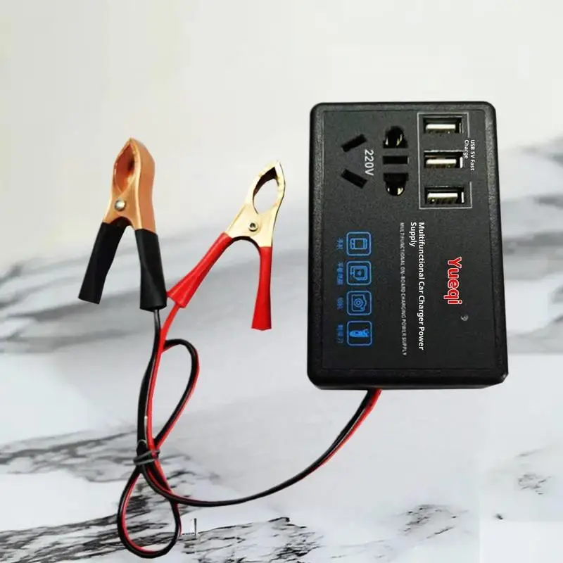 Power Inverter for Cars; Converts 12V/24V to 220V; Charging Capability with USB port for Trucks RV.