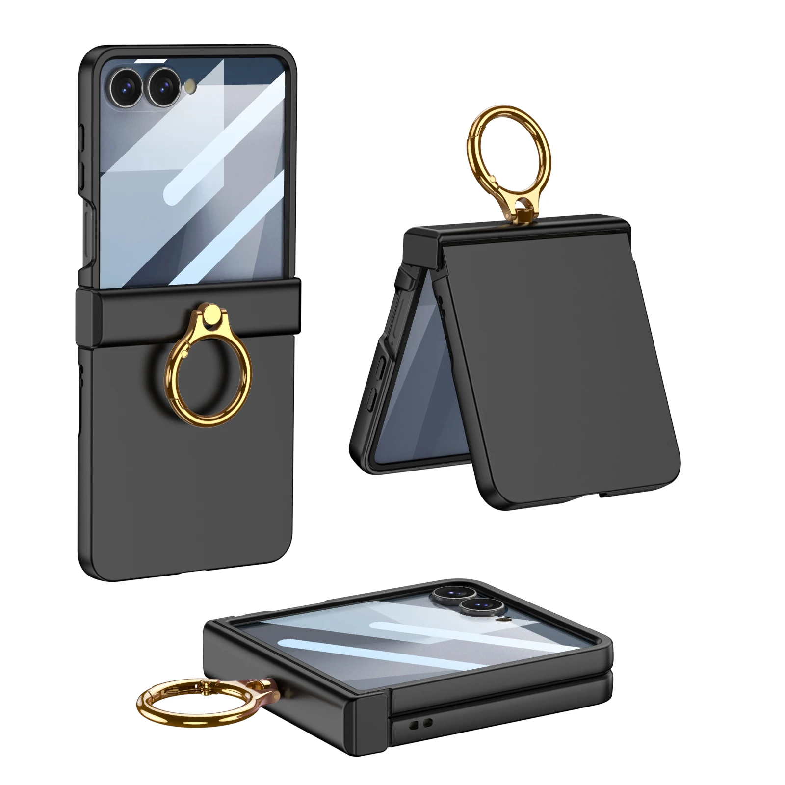 For Samsung Z Flip 7 Ring Stand Phone Case Slim Matte Hinge Protection Holder Hard Shell Cover for Samsung Galaxy Z Flip 7