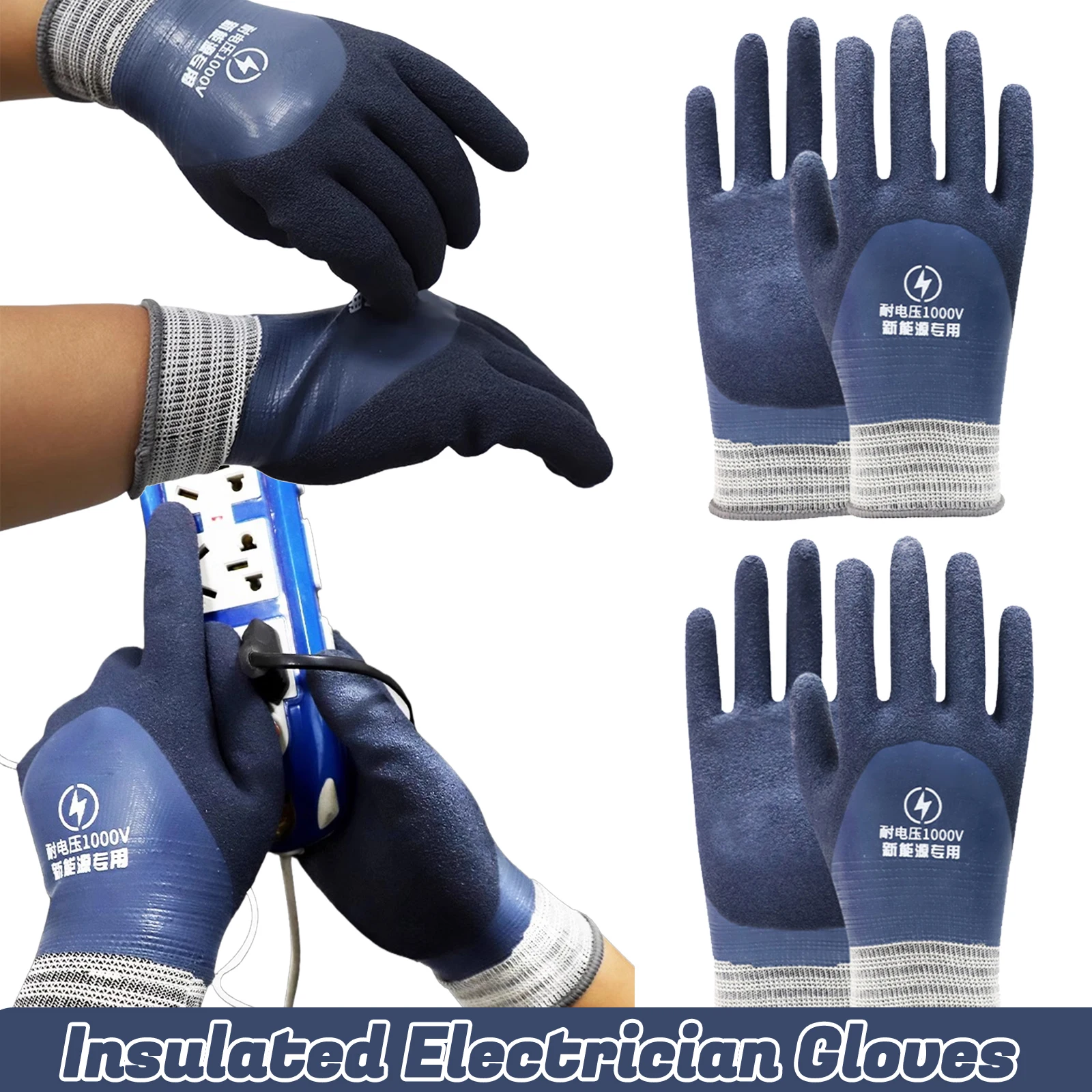 Electrical Insulation Gloves 1000V Safety Work Gloves Electrical Insulated Gloves Anti-slip Rubber Gardening Gloves 1-3Pairs