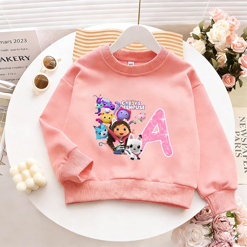 Gabby Dollhouses Tops Cartoon Sweaters Children Baby Long Sleeve Girl Sweatshirt Kid Clothing Fall Hood Sweat Shirts Clothes