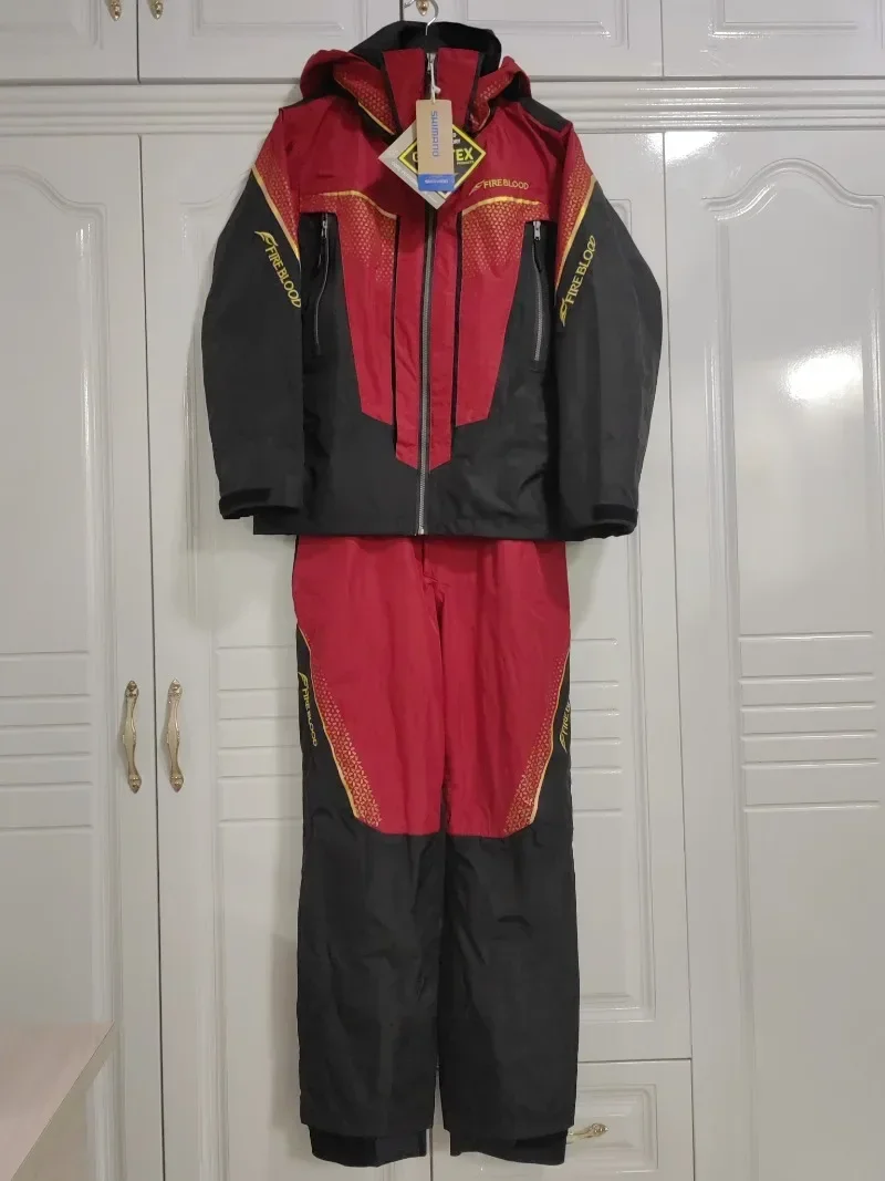 Spring Autumn Waterproof Fishing Jacket and Overall Pants 2pcs Set for Men Rainproof 3-layered Fishing Suits Fishing Clothing