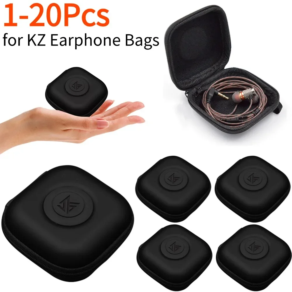 For KZ Earphone Bags PU Zipper Storage Box Portable Hold Storage Box Case Black Suitable For Earphone Accessories Earbuds Card
