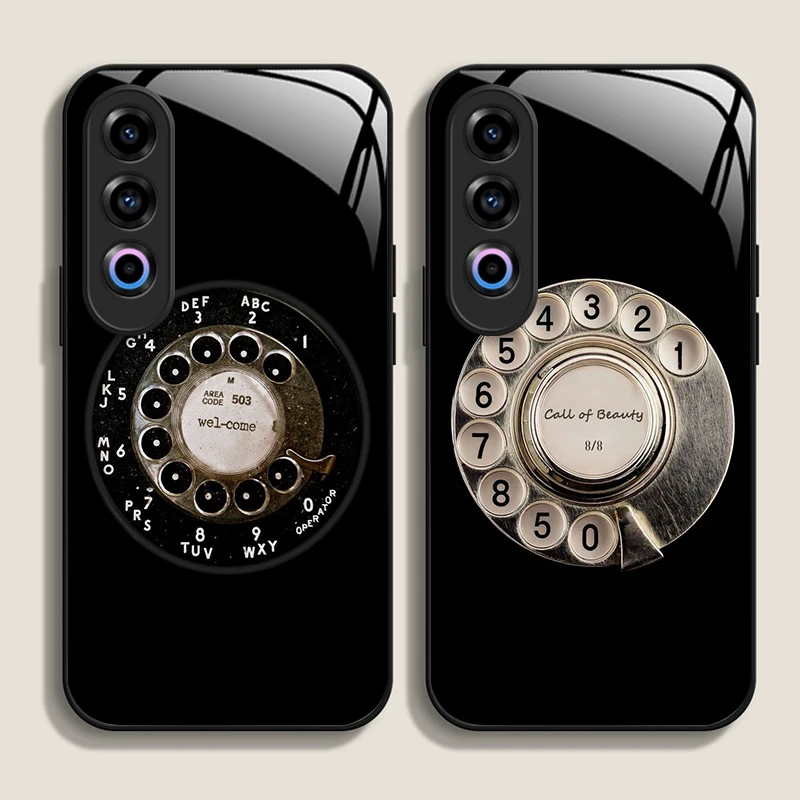 Funny Retro Rotary Dial Pattern Tempered Glass Phone Case for OnePlus 13 R 12 11 10 9 Pro ACE2 ACE3 Nord CE4 3 2 Lite Back Cover