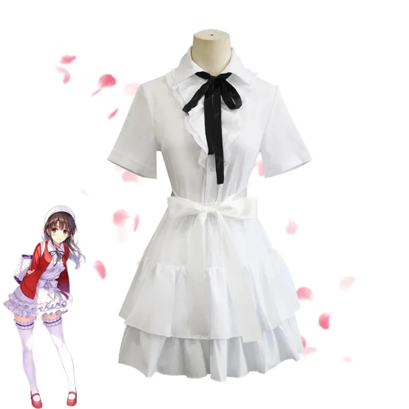 CyAnime Saekano: How To Raise A Boring Girlfriend Megumi Kato Cosplay Costume Red Sweater Coat Dress Wig Woman Cute Daily Suit