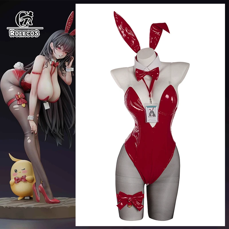 ROLECOS Game HMS Anniversary New Taihou Bunny Costume Red Leather Women Jumpsuit Halloween Activity Party Role Play Outfits
