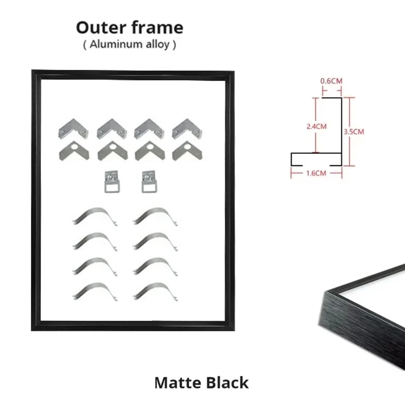 Matt Black 40 Cm Small Size Canvas Picture Metal Aluminum Frame Art Wall Art for Wedding Birthday Photo Poster Home Decoration