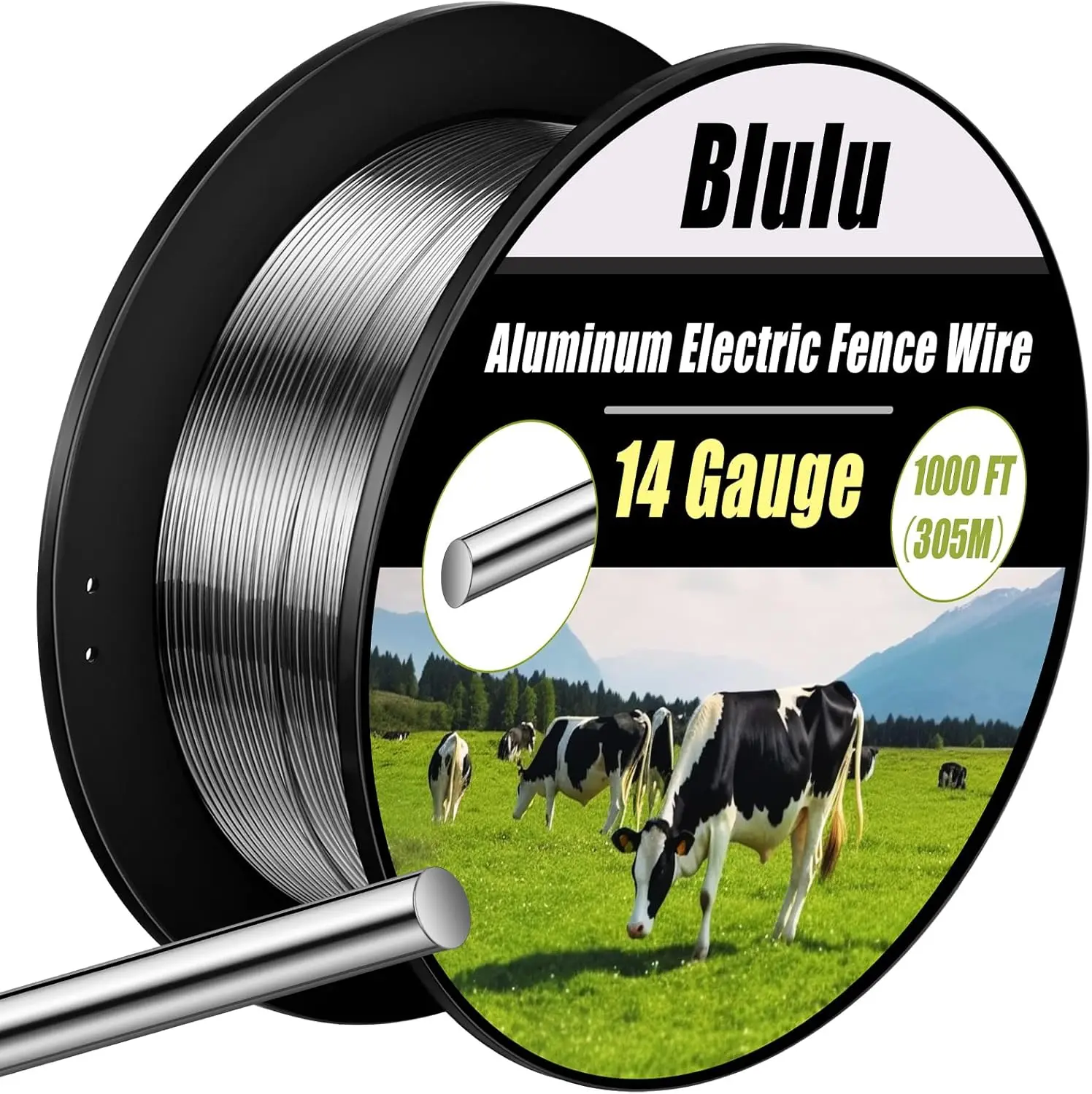 14 Gauge Aluminum Electric Fence Wire 1000 ft, High Conductivity and Durability for Garden and Livestock Fencing