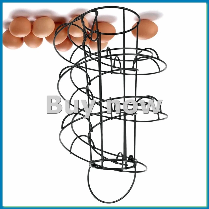 Kitchen Egg Rack, Spiral Egg Basket, Iron Practical Egg Storage Rack, Storage Rack Black-A51M
