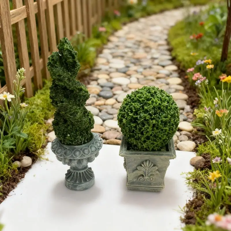 1/12 Dollhouse Simulation Green Plant Potted Model Dollhouse Home Garden Landscape Decoration Dolls House Bonsai Ornament