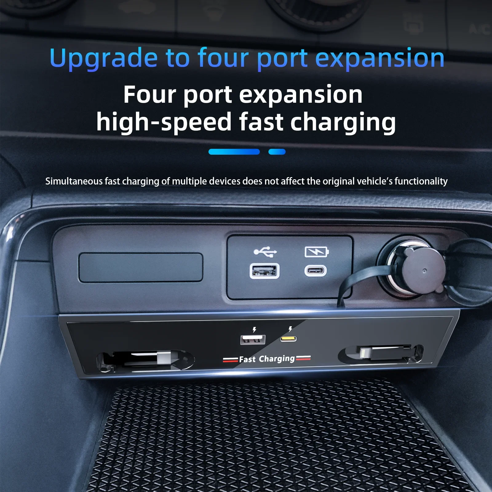 2023-2025 For Honda CRV Docking Station Car Fast Charger 130W Cigarette Lighter Splitter USB Converter