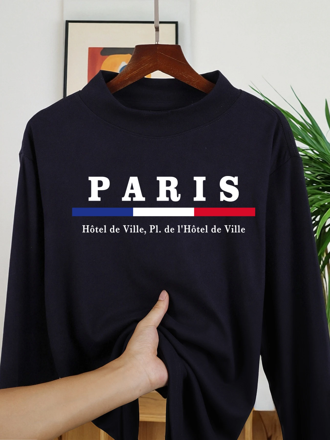 Paris England City Hall Print Man'S Long Sleeved Shirt Half High Collar New Long Sleeve Soft Winter Tops Autumn Casual Shirts