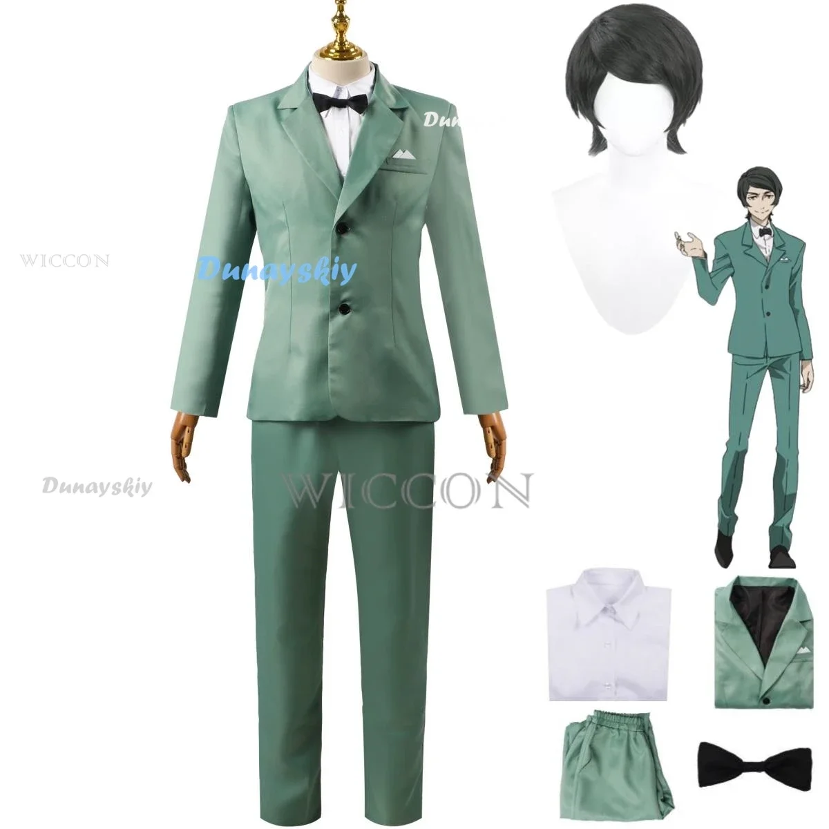 CosplayAnime Season 4 Hunting Mushitarou Oguri Cosplay Costume Wig Green Uniform Full Set Adult Man Carnival Suit