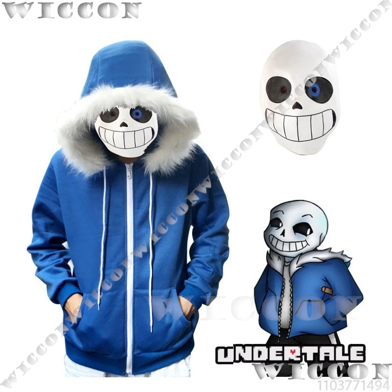 Sans Anime Game Cosplay Dress Blue Hoodie Coat Winter Suit Man Cos Set Clothes Mask Halloween Christmas Carnival Party Roleplay