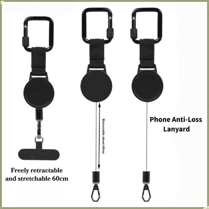 Anti-theft Anti-loss Retractable Phone Holder Smartphone Lanyard with Carabiner Clip Anti-drop Strap for Hiking Cycling Rock