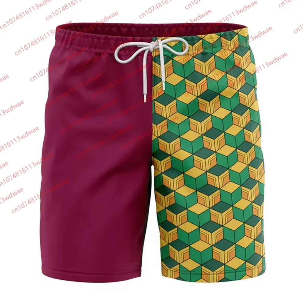 Ghost Slayer Blade Shorts Men Demon Slayer Inspired Boardshorts Summer Beach Trunks Japanese Cosplay Bathing Suit Kid Short KIt
