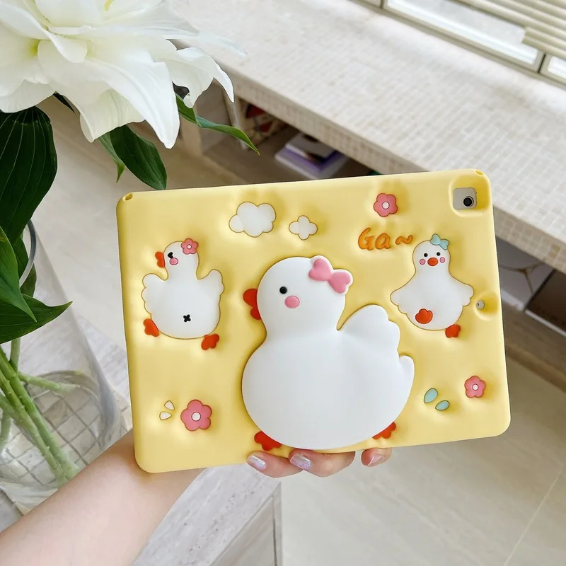 New Cute Duck Case for Samsung Galaxy Tab A9 8.7" A9Plus 11" Silicone Tablet Stand Cover For A8 10.5" A7 Lite 8.7" Kids Capa