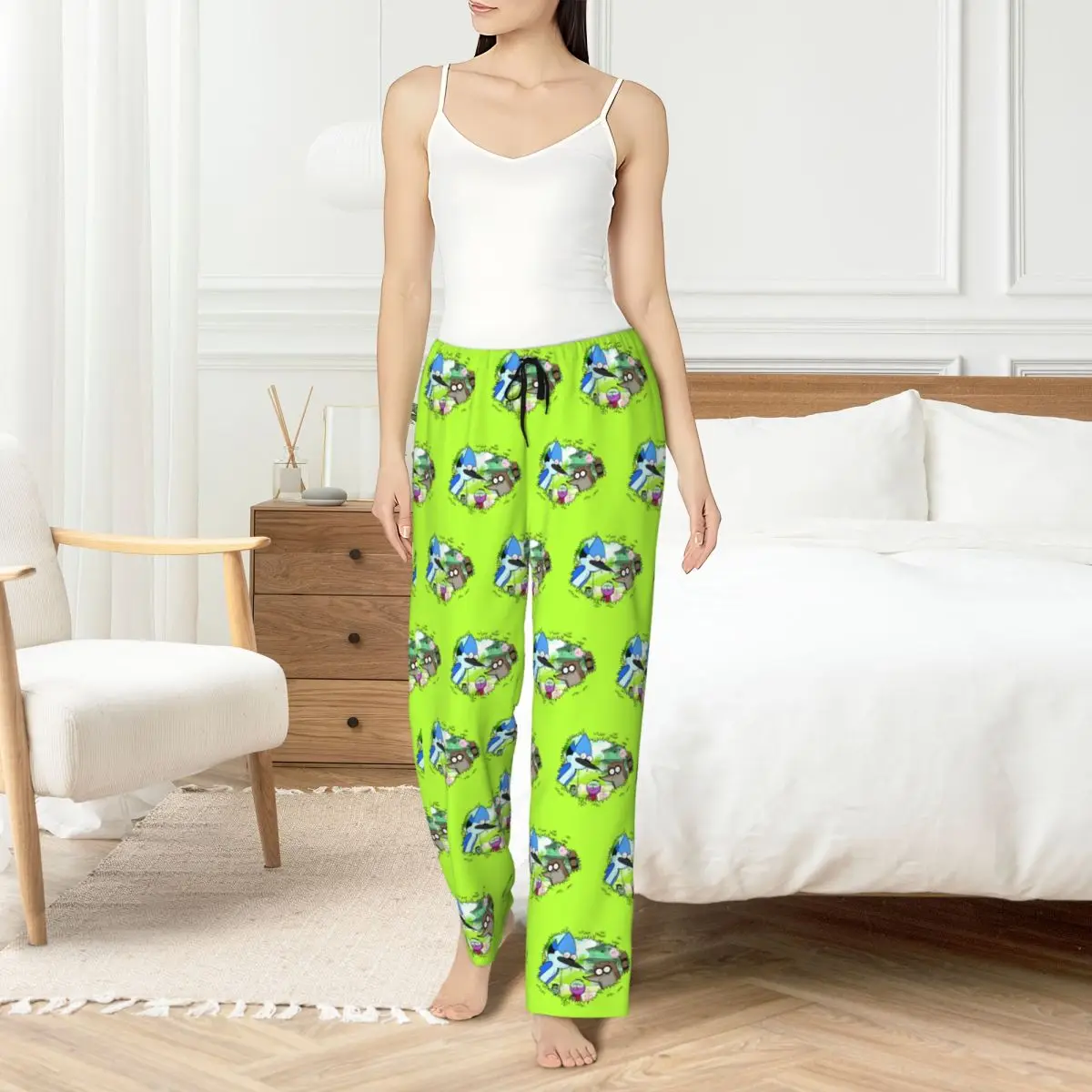 Custom Womens R-Regular Show Pajama Pants Print Funny Cartoon Sleep Sleepwear Bottoms with Pockets