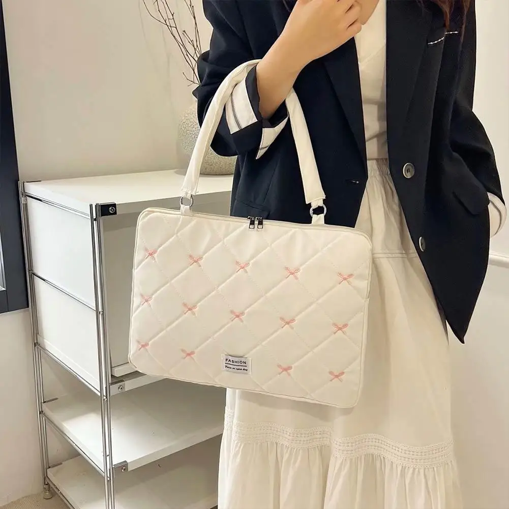 Shockproof Laptop Bags Cute Bow Embroidered Laptop Sleeve Bag Soft Tablet Sleeve Case for Men Women Computer Bag