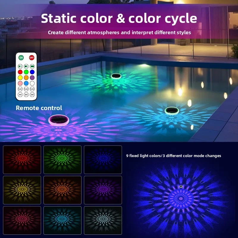 Solar-powered outdoor water feature lights pond water surface lighting landscape lights for home use swimming pools gardens