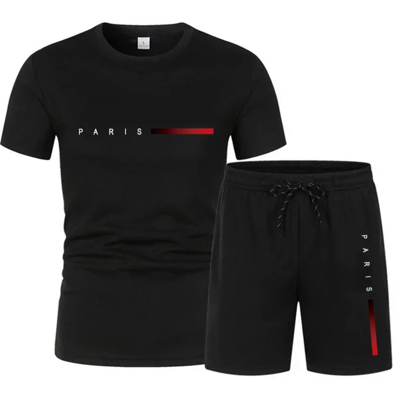 2026 New Trend Explosive Spring and Summer Men's Leisure Fashion Sports Set T-shirt and Shorts Home Outdoor Comfortable Cool Set