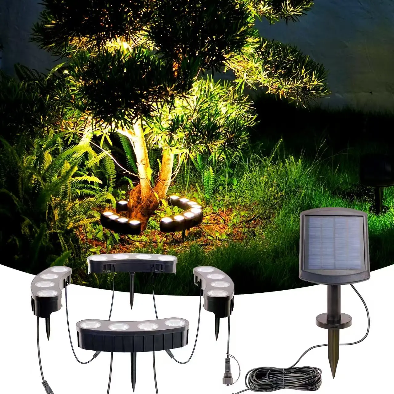Solar Tree Lights Outdoor, 2000MAH IP65 Waterproof, 2-In-1 Installation for Garden Yard Decor