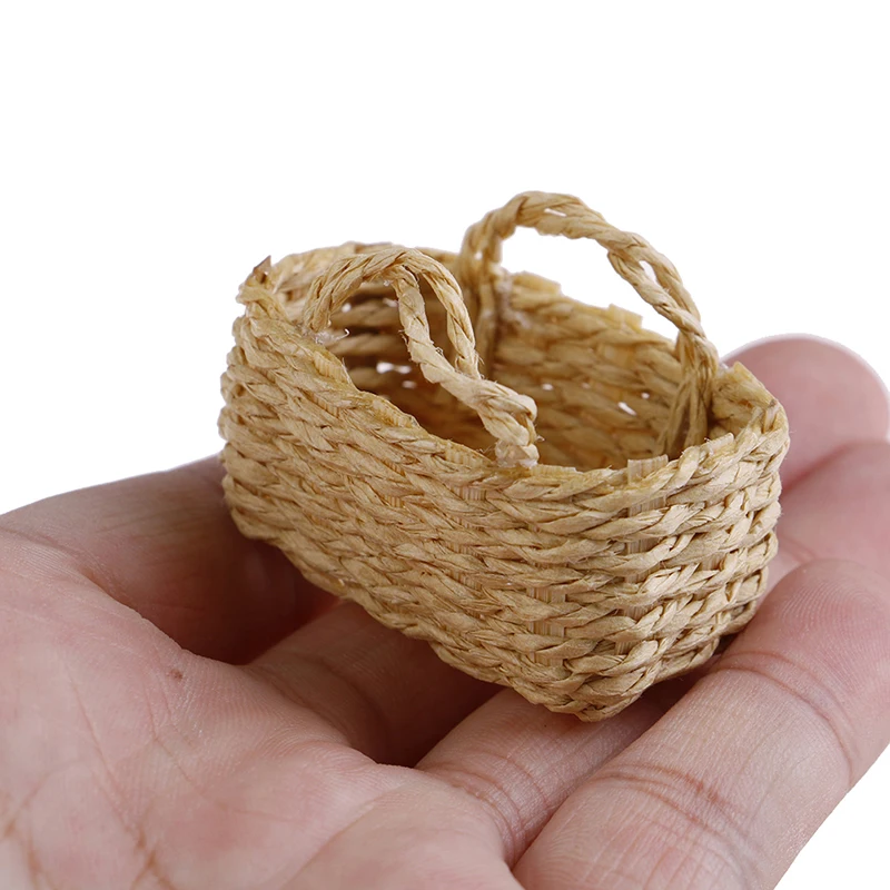 1:12 Dollhouse Miniature Storage Basket Vegetable Food Woven Frame Kitchen Model Decor Toy Doll House Accessories