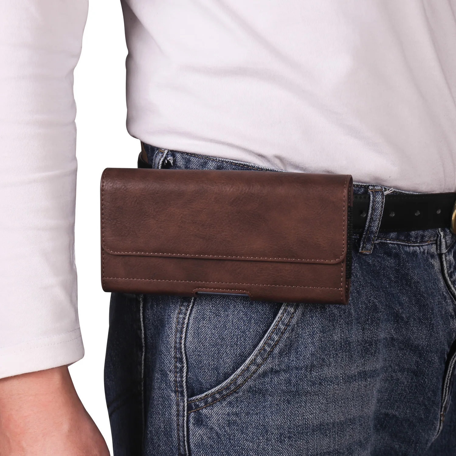 Cell Phone Bag PU Leather Waterproof Mobile Phone Pouch Men's Business Wallet Phone Case With Clip For iPhone Xiaomi Huawei