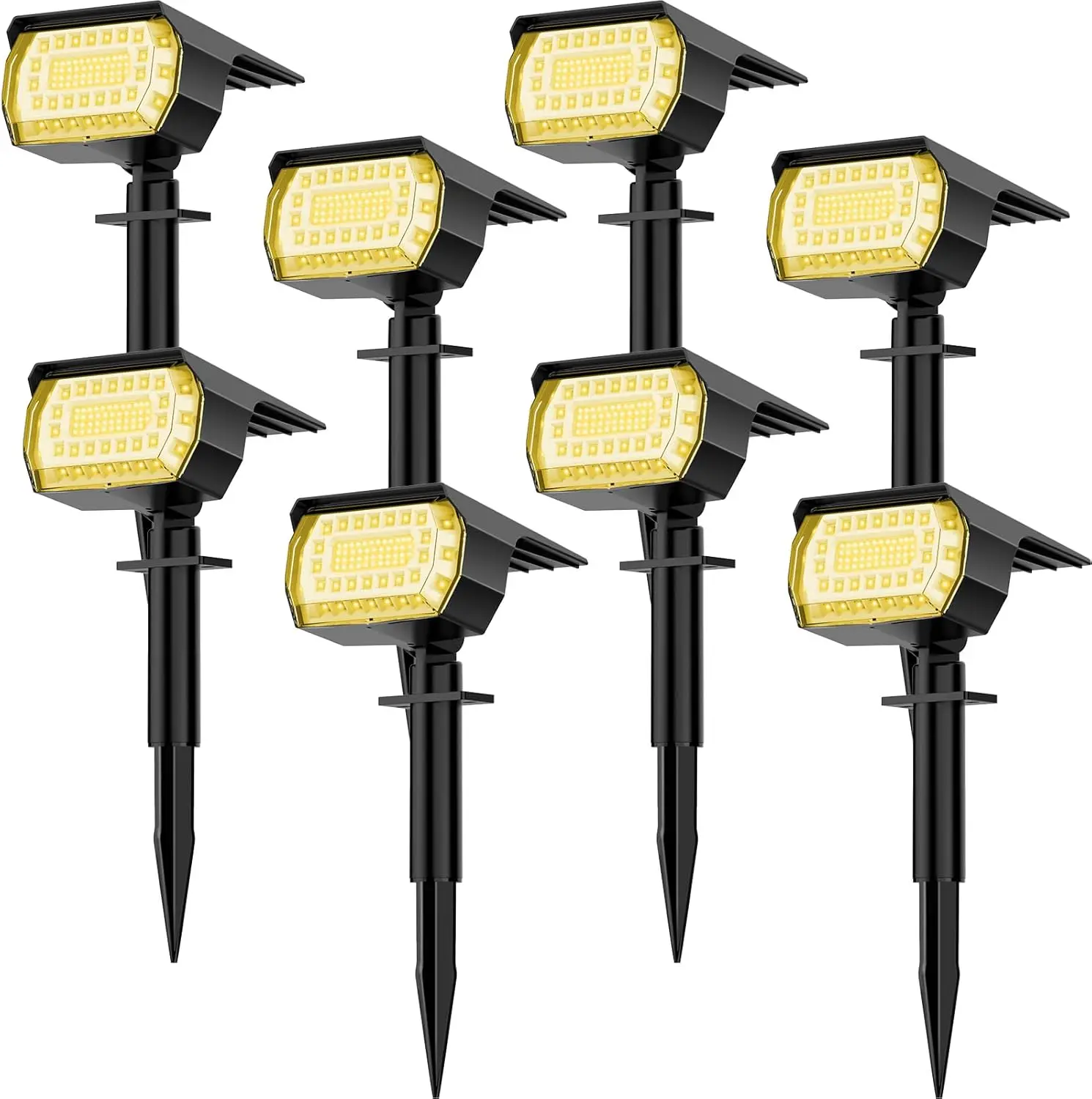 8-Pack Solar Spot Lights, 76 LED 3 Modes IP65 Waterproof Outdoor Landscape Wall Lighting for Garden Pathway Warm White