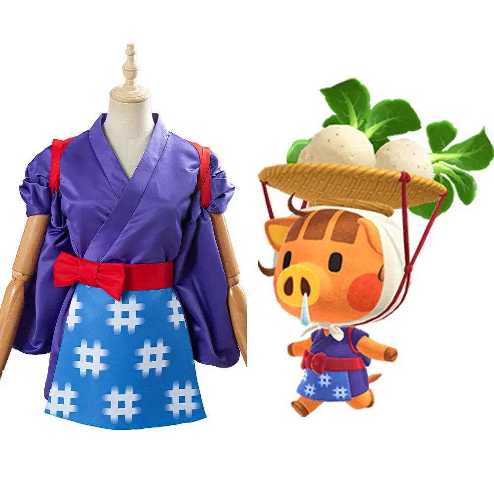 Game Animal Cosplay Crossing Daisy Mae Cosplay Costume Kid Kimono Dress Outfit Halloween Carnival Costumes