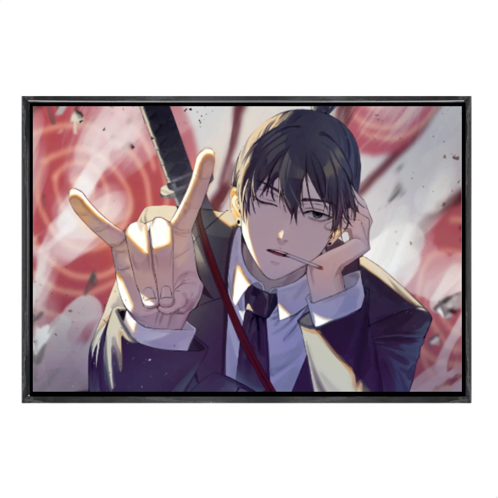 Japanese Manga Multi-Size Canvas Poster Double Framed Wall Art, Chainsaw Man Home Decor for Living Room Bedroom