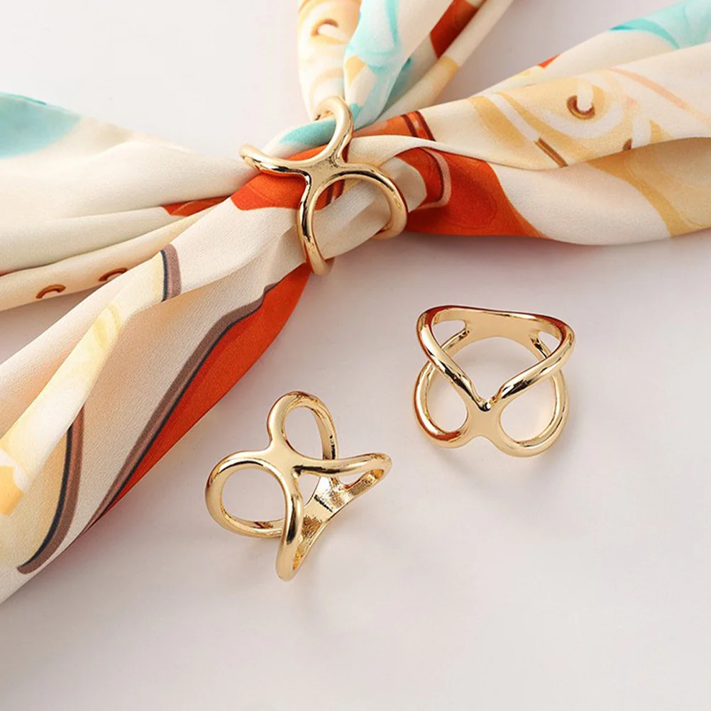3pcs X Shaped Alloy Scarf Ring Clip For Women Silk Scarves Shawls Cardigans Shirt Ties Wrap Holder Wedding Party Prom Daily Wear