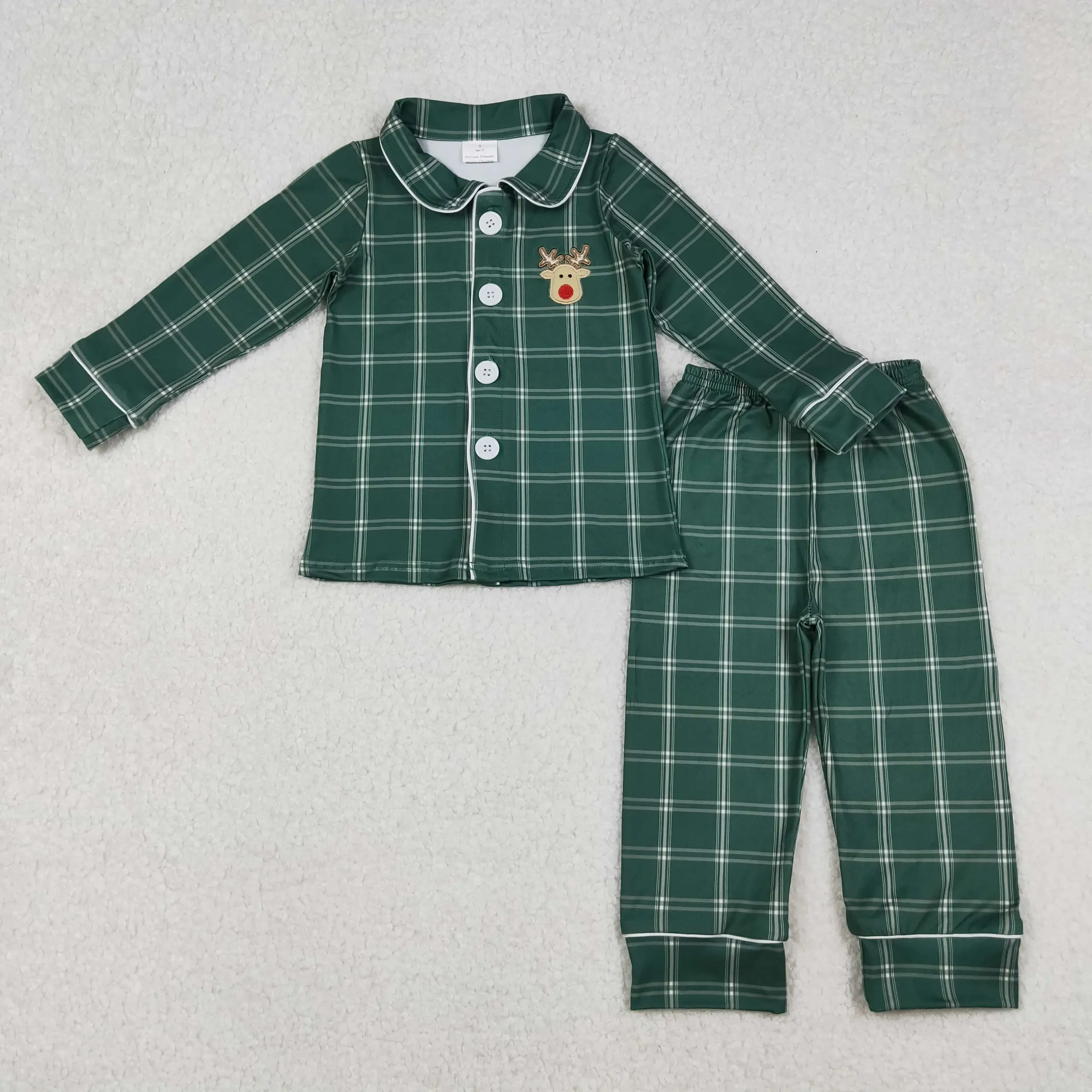9.23y Fall Winter Pajama Set Outfit Wholesale Baby Clothes RTS NO MOQ Kids Girl Christmas Reindeer Long Sleeve