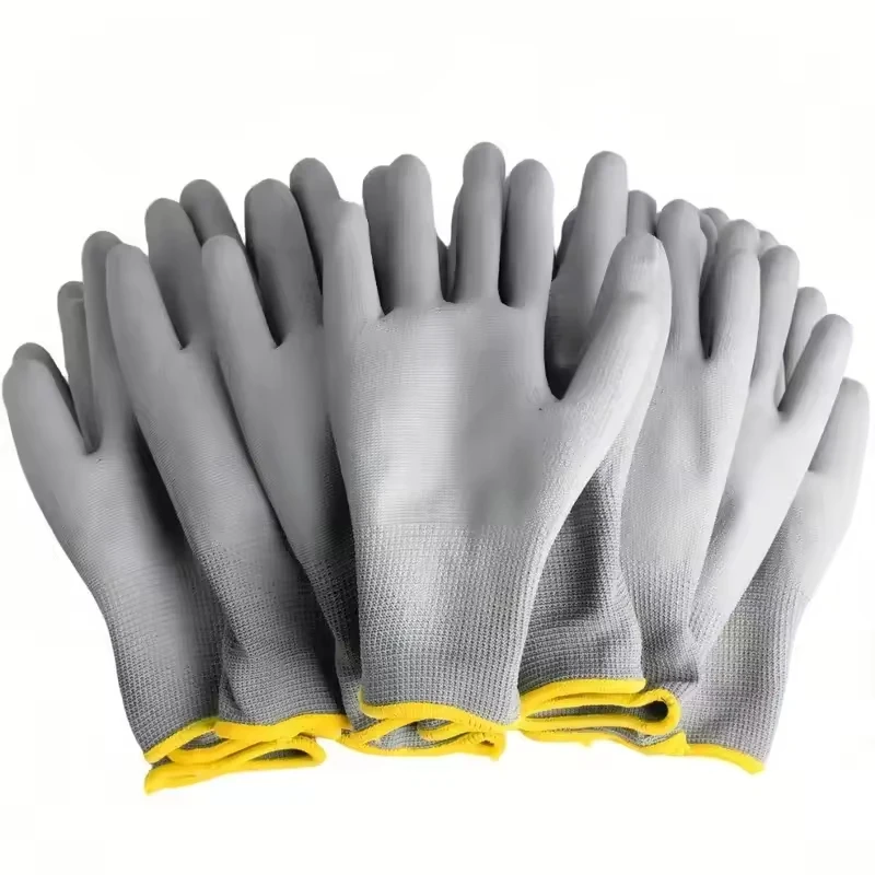 20PCS Safety Work Gloves PU Palm Coated Anti-slip Household Gloves Grey Horticulture Gardening Working Repair Protective Gloves