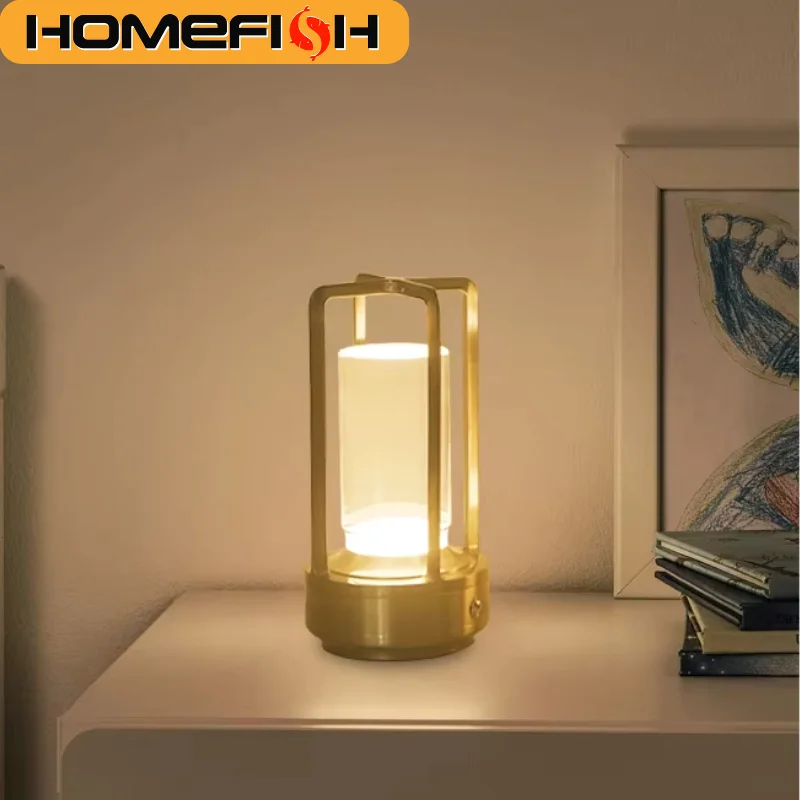 HOMEFISH Night light black gold silver table lamp touch USB charging ambient light suitable for bedrooms living rooms