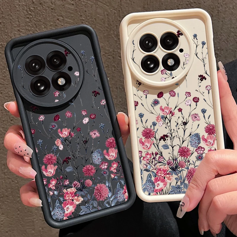 Retro Flowers Pattern Phone Case For OnePlus 15 13 13T 12 13R 12R 11R 5G Shockproof Soft TPU Cover For OnePlus Nord 5 Ace 5 3 2