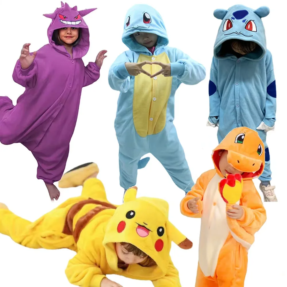 TAKARA TOMY Squirtle Gengar Onesie Kigurumi Kids Bulbasaur Snorlax Cosplay Costume Halloween Birthday Pajamas Pijama