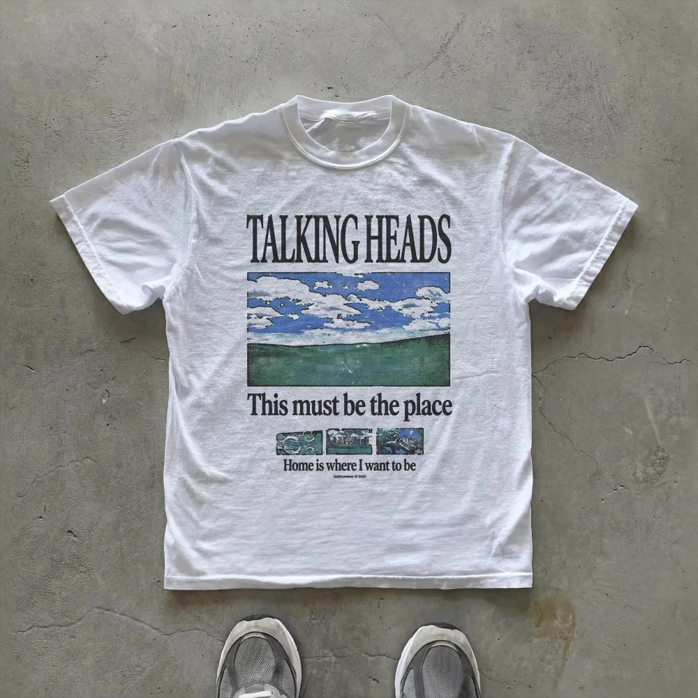 Talking Heads Graphic T-Shirt This Must Be The Place Lyric Tee 70s Rock Inspired Shirt Clothing Graphic Short Sleeve Men Women