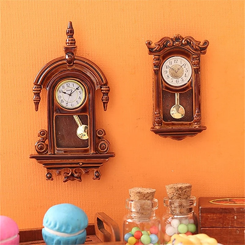1:12 Dollhouse Miniature Wall Clock Play Doll House Miniaturas Home Decor Accessories Toy Pretend Play Furniture Toy