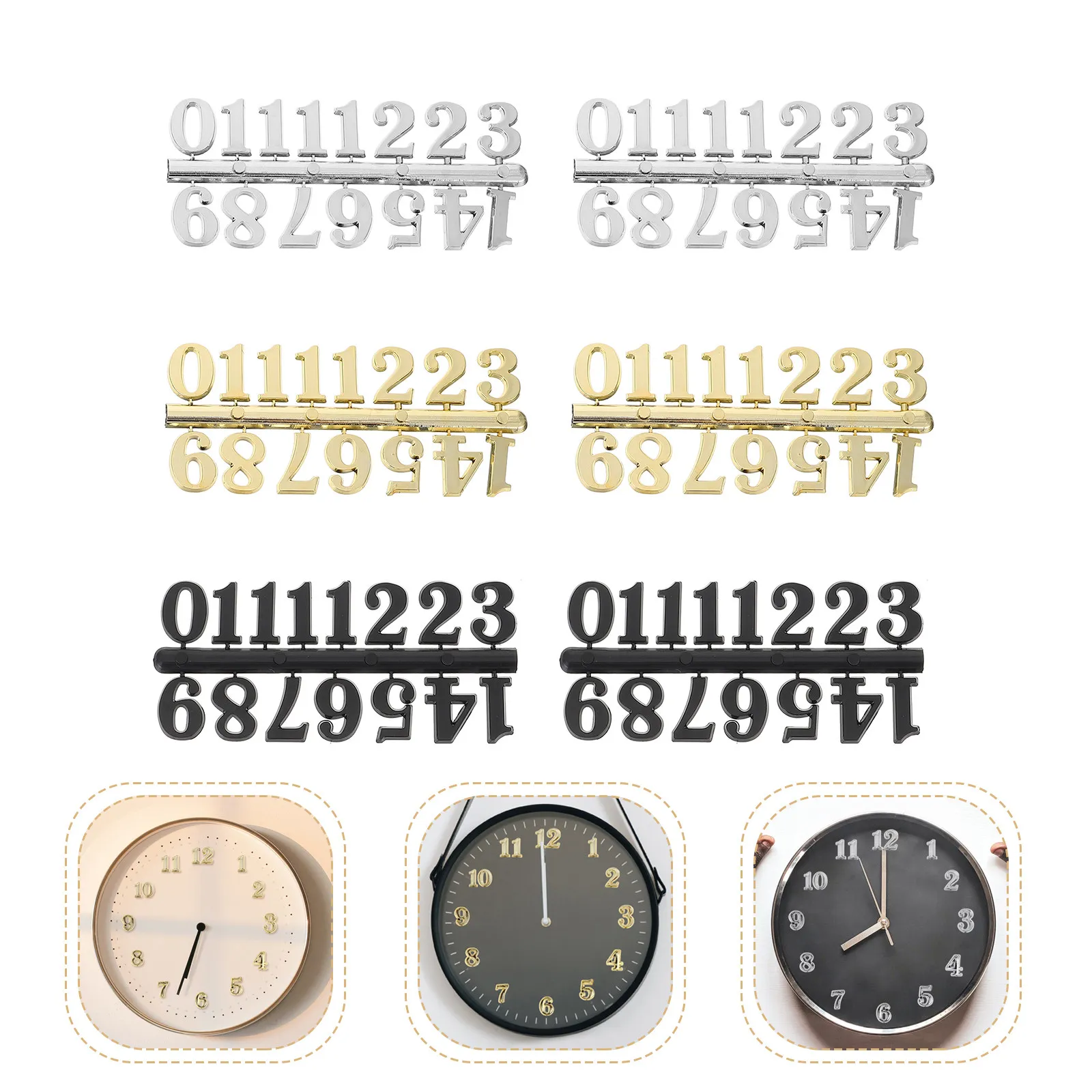 15 Sets Clock Accessories Replacement Number for Digital Numbers DIY Numerals Wall Parts