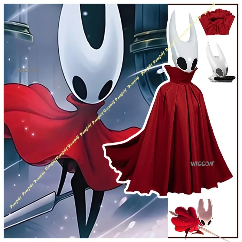 Cosplay Costumes Game Suit Hollow Knight Hornet Lady Cos Clothe Red Cloak Mask White Girls Boys Stage Party Christmas Halloween