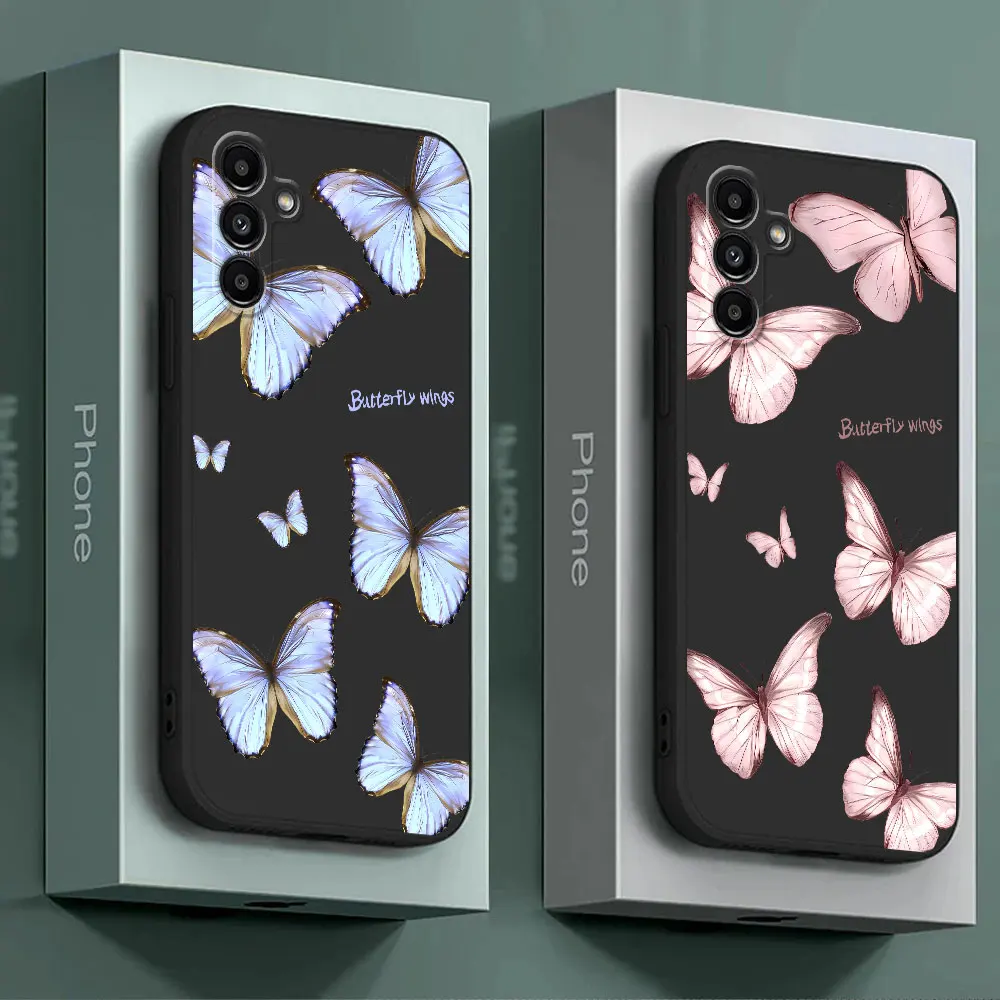 Red Blue Butterfly for Samsung Galaxy A51 A04e A10 A10s A40 A02s A70 A03s A71 A05 A05s A31 A04 A41 A04s A50 A03 Cover Case