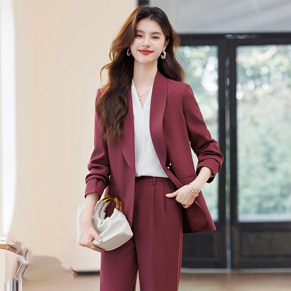 Women's Office Suit 2 Piece Set Regular Fit Professional Pant Suit for Work Attire 2025 Business Casual Blazer and Trousers
