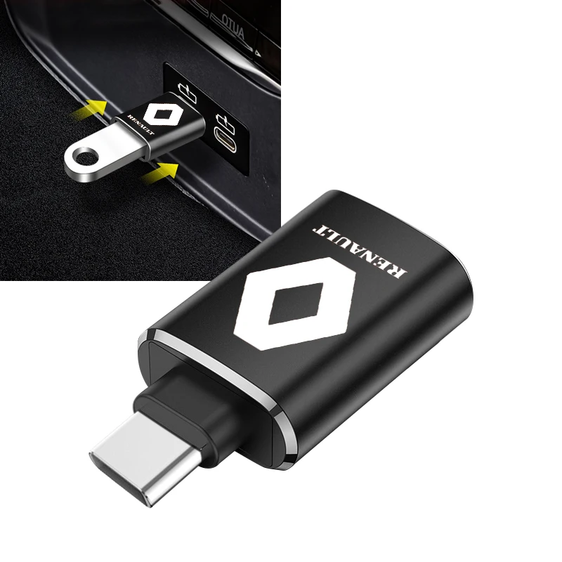 1Pcs Car Usb Type C Cable Converter Charging Adapter Car Accessories For Renault Clio Laguna 2 Megane 3 Duster Logan Captur