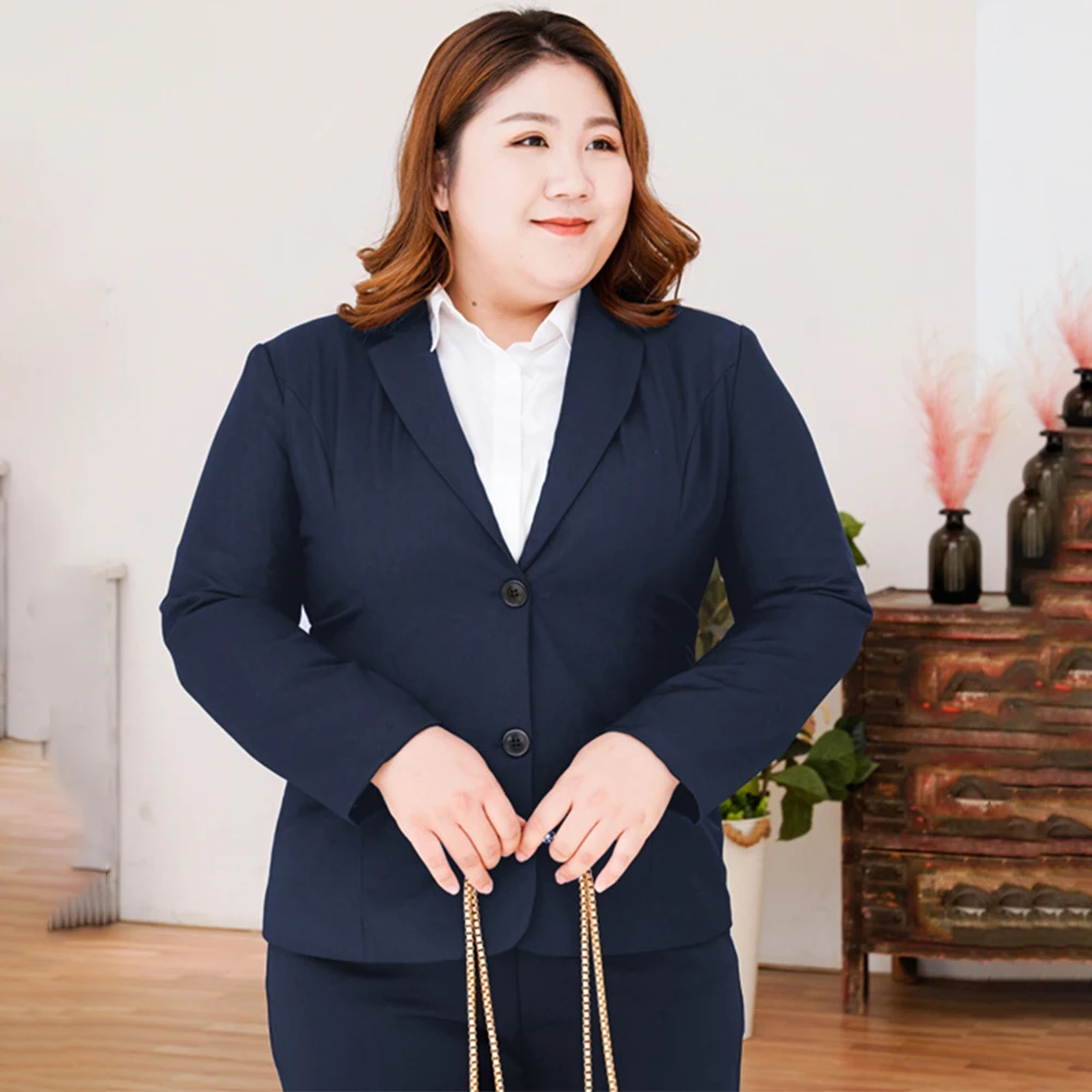 Allingentle Women's 2 Piece Suit Two Button Plus Size Business Casual Women Office Work Outfits Blazer Pants Set Customized