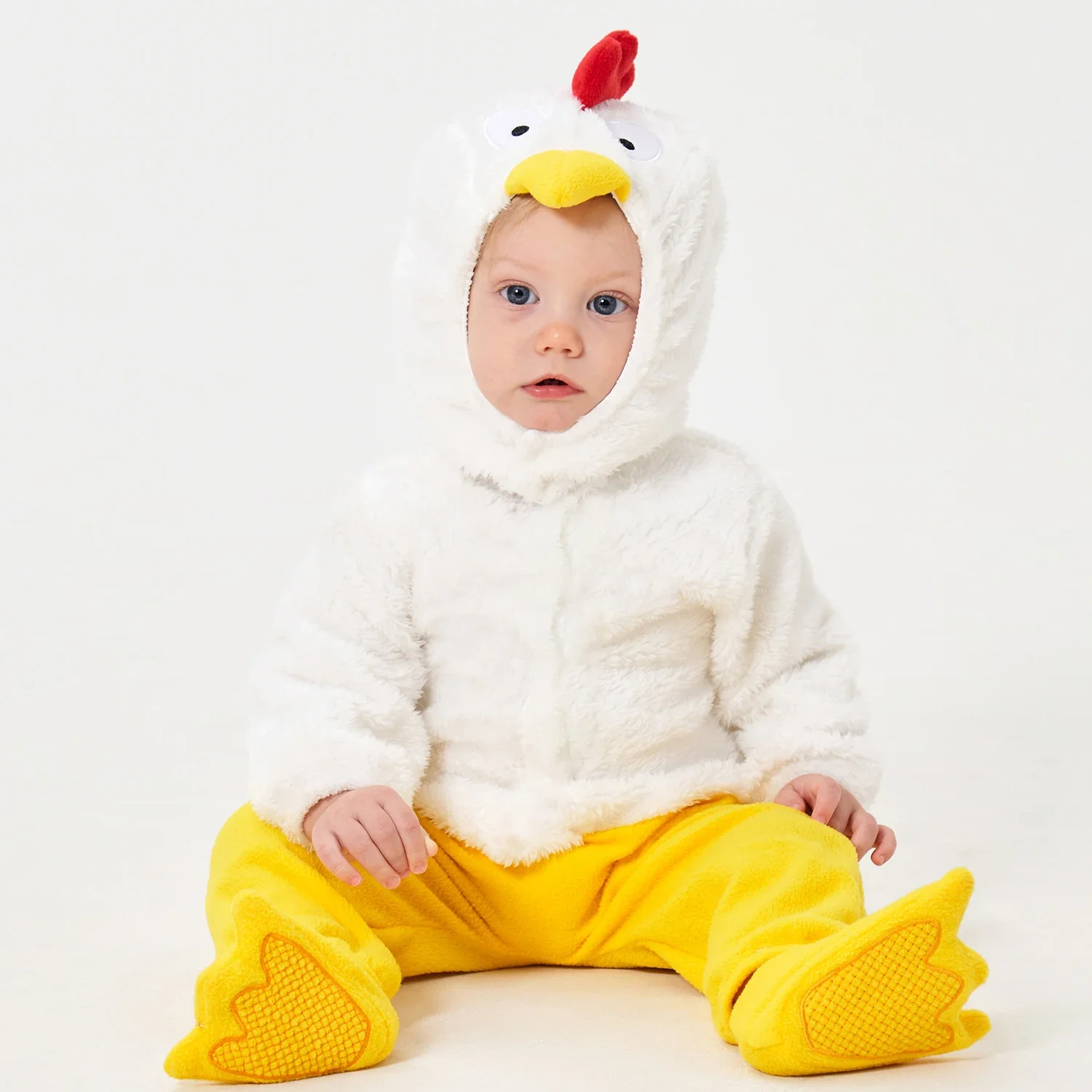 Umorden Easter Little White Chick Costume Baby Boys Girls 3-18M Fleece Romper Jumpsuit with Shoes Purim Halloween Fancy Dress
